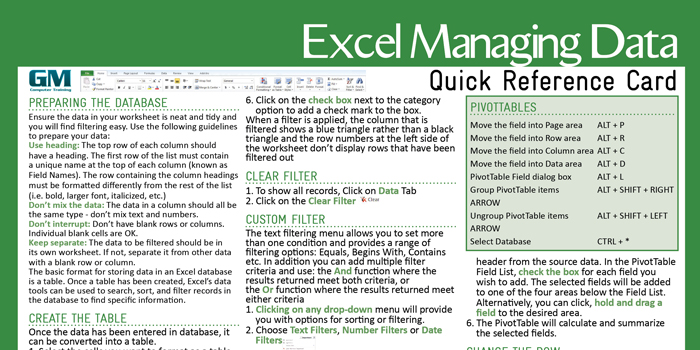 MS Excel Managing Data